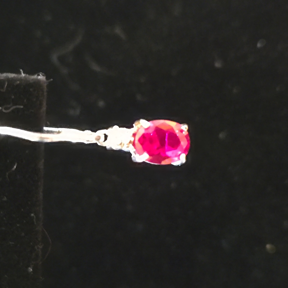 Ruby/Diamond Accent Drop Earrings - image 2